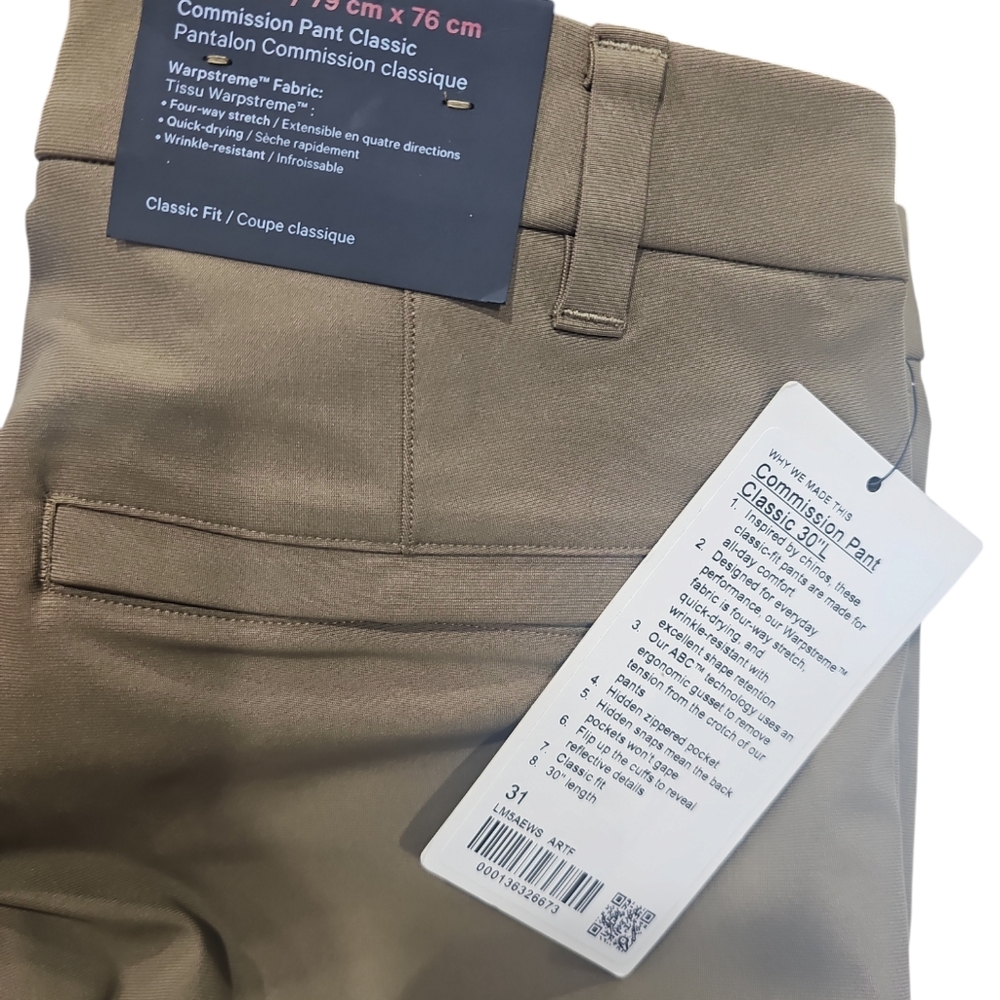 Lululemon. Commission pant classic 31x30